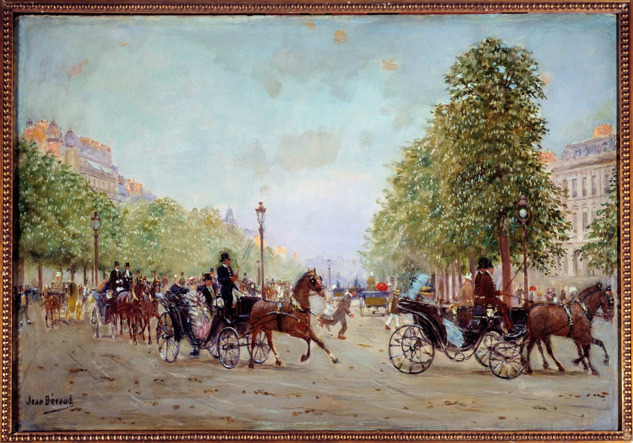 La promenade aux Champs-Elysees Jean Beraud (1849-1935) 19. yüzyıl tablosu. Boyut 0.38 x 0.55 m Paris, Carnavalet Müzesi by Jean Beraud