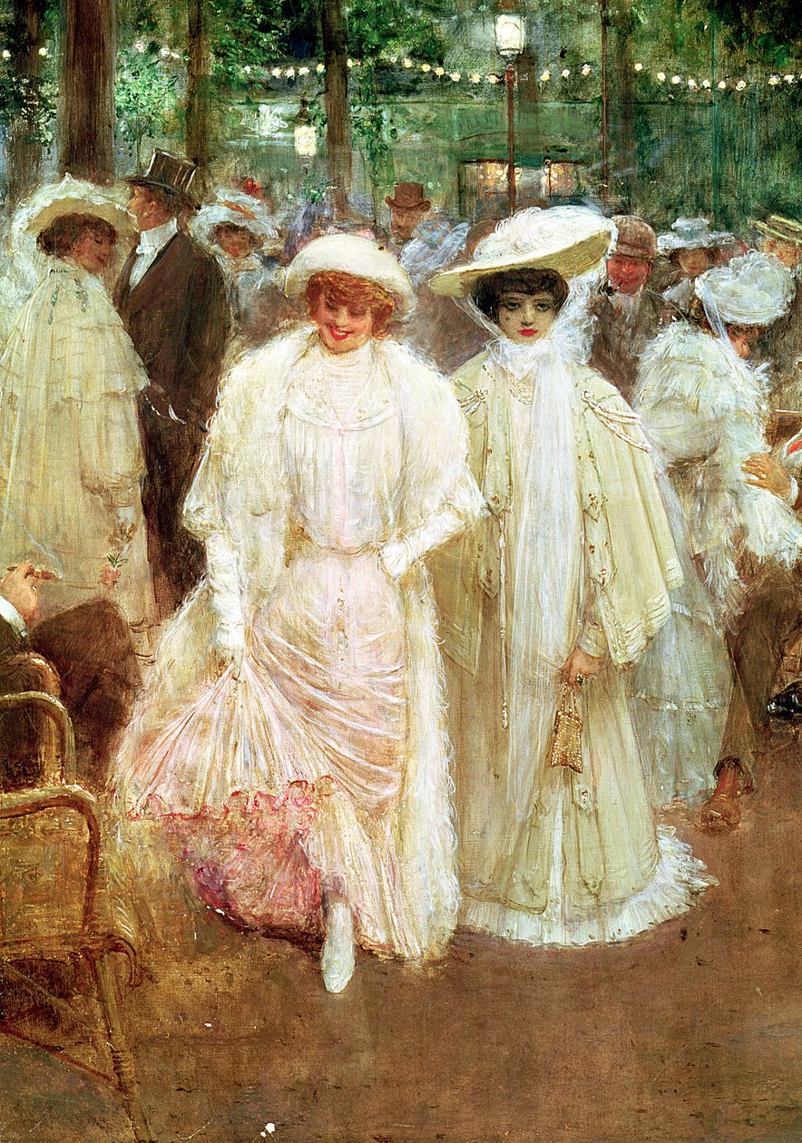 Paris Bahçeleri veya Gecenin Güzelleri, 1905 (1997 detayı) by Jean Beraud