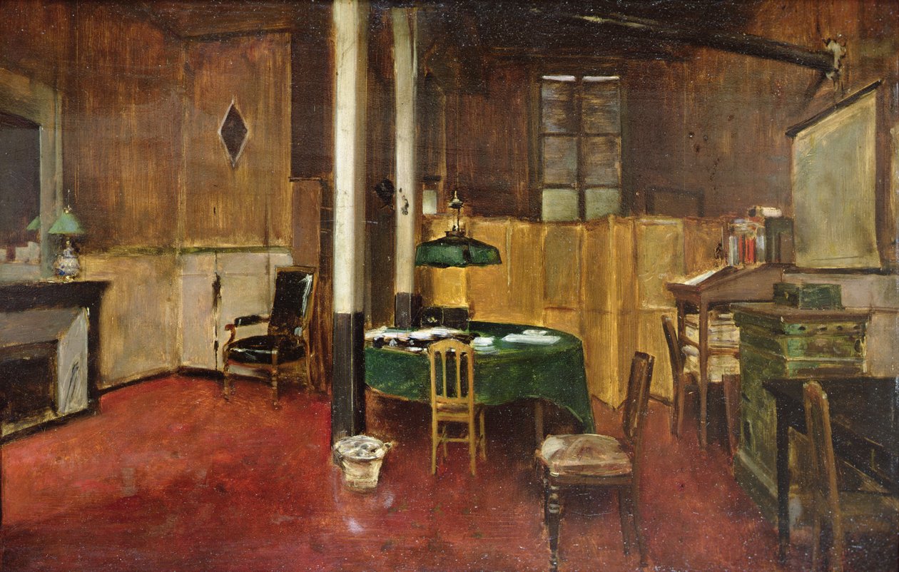 Hansard Haber Odası, 1889 dolayları (tahta üzerine yağlı boya) by Jean Beraud