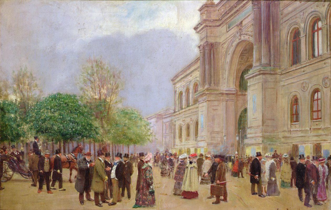 Palais de L'Industrie'deki Salon'un çıkışı, 1890 dolayları (tuval üzerine yağlı boya) by Jean Beraud