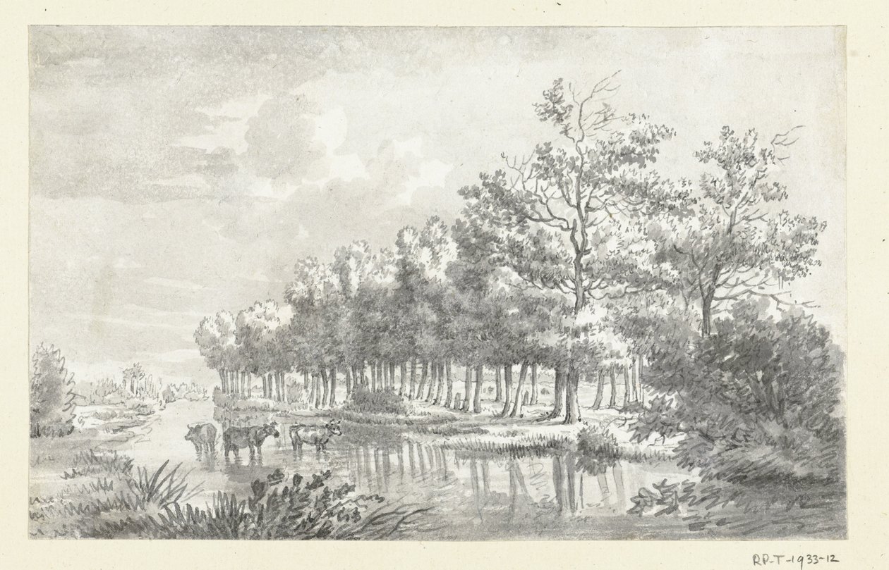 Yürüyen inekler ile manzara by Jean Bernard