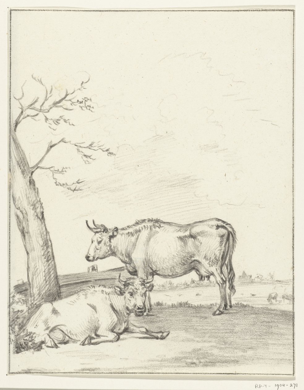 Ayakta ve yatan inek by Jean Bernard