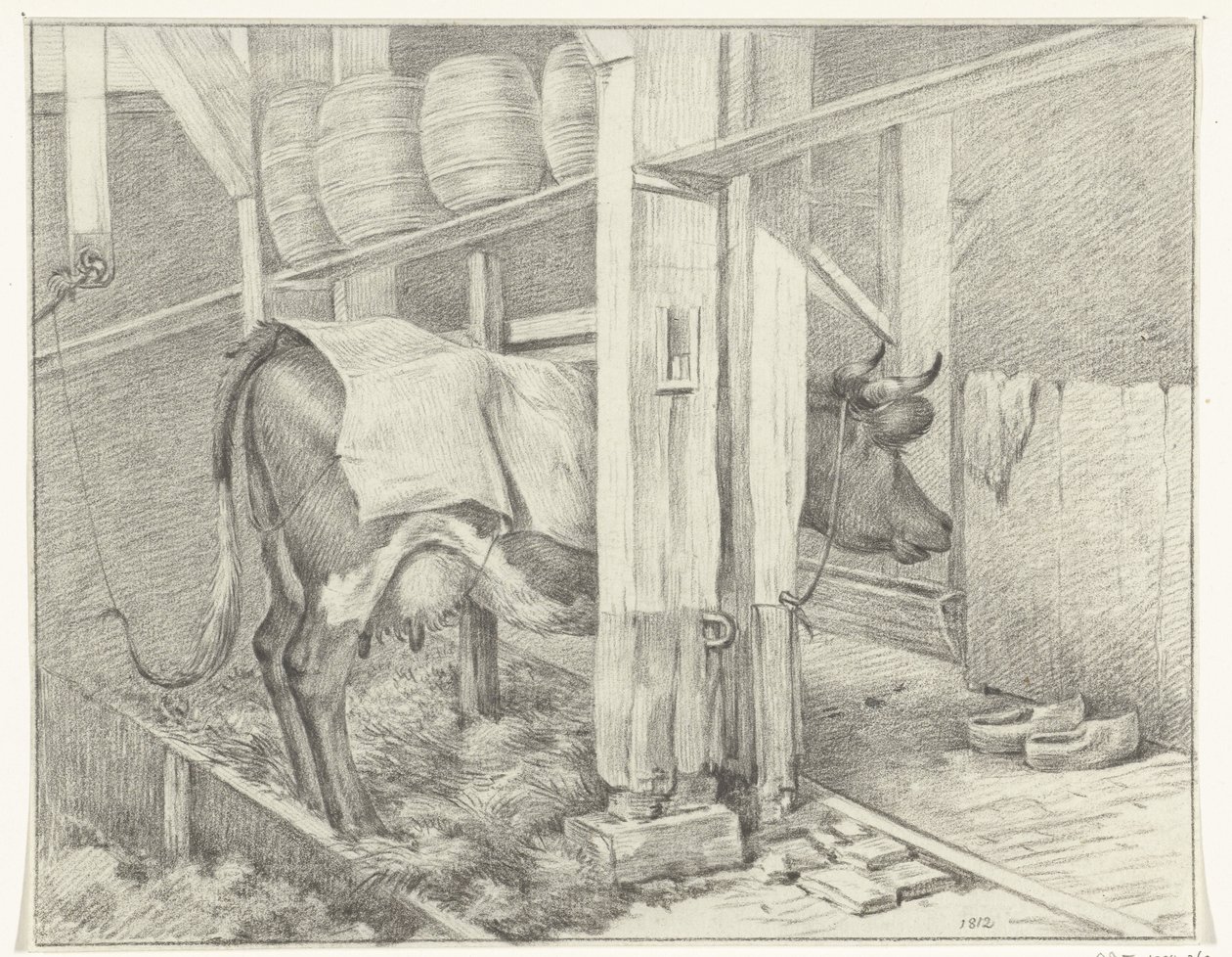 Bir battaniye ile duran inek by Jean Bernard
