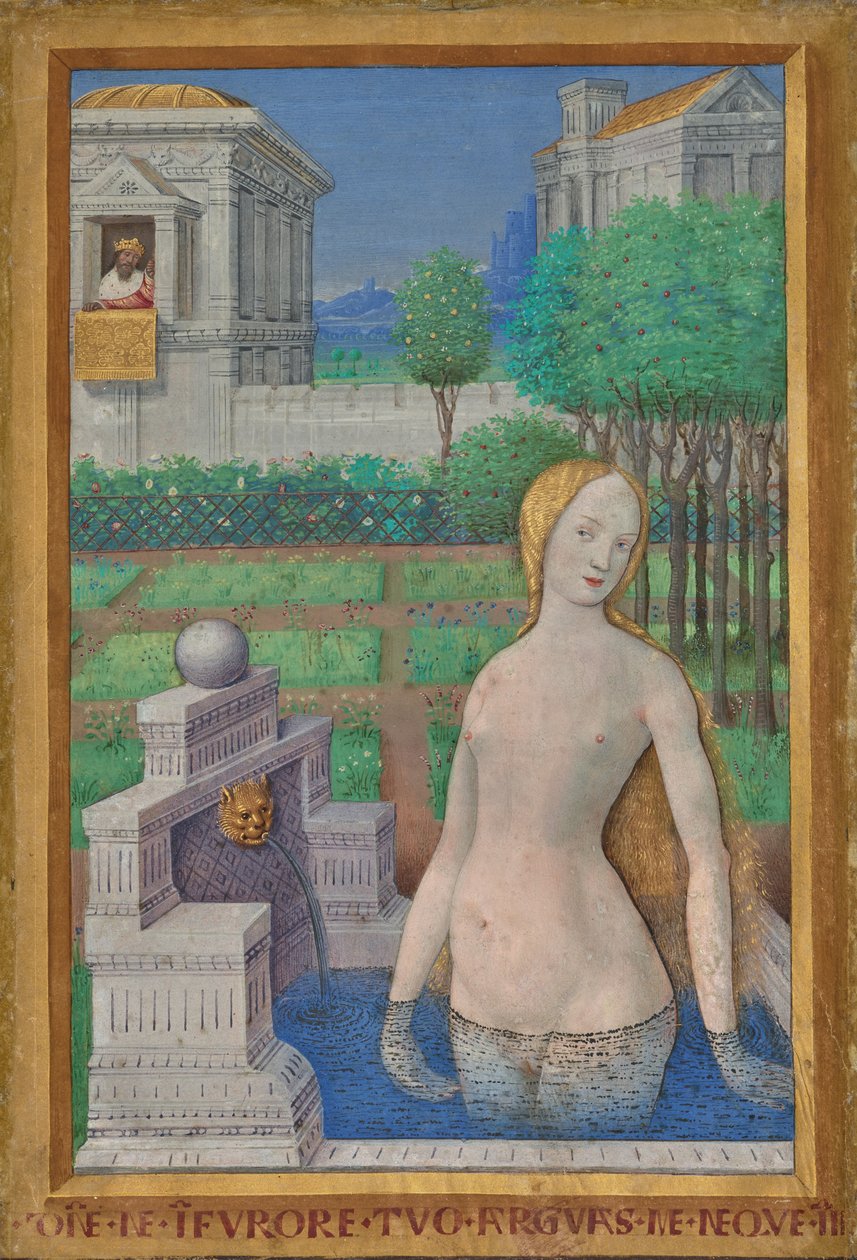 Louis XII Saatlerinden Bathsheba Yıkanması by Jean Bourdichon