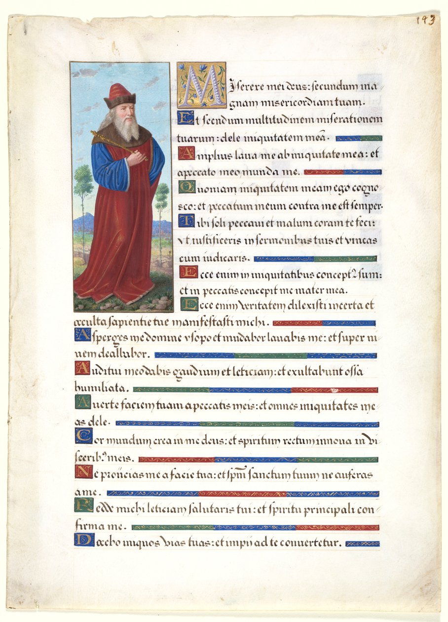 Saatler Kitabından Bir Yaprak: Kral David, c. 1500. by Jean Bourdichon