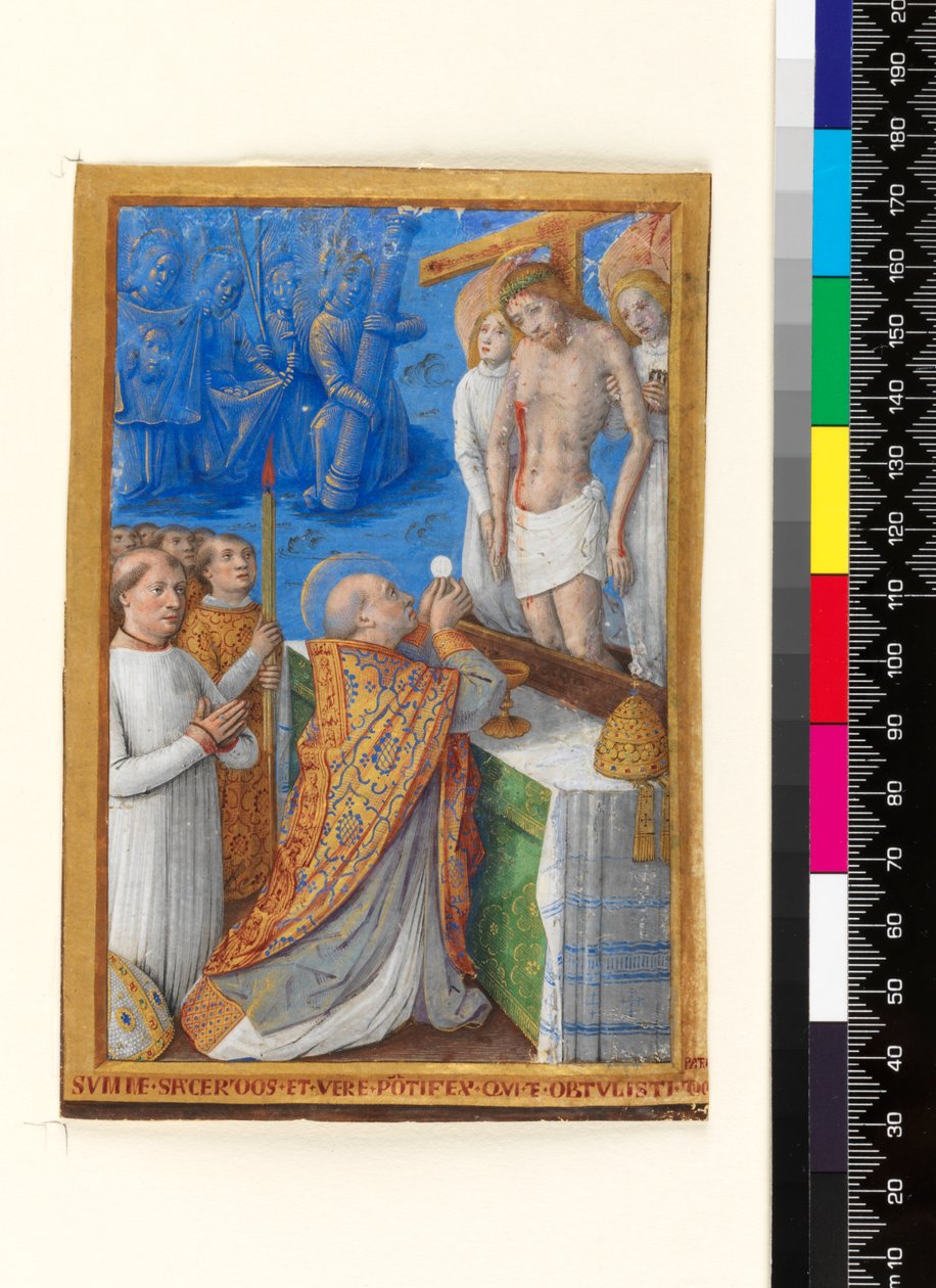 Saatler Kitabından Yaprak: Aziz Gregory Ayini, c.1485-94 (parşömen) by Jean Bourdichon