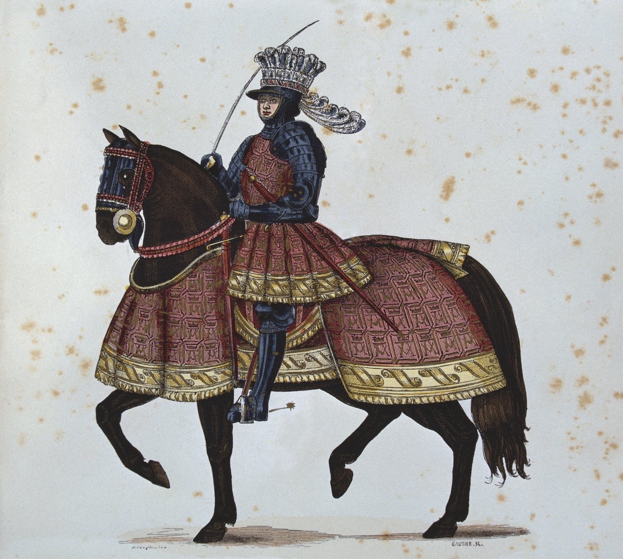 Louis XII, Cenova'ya girerken, Gautier tarafından 'Brittany'nin Anne Saatleri'ndeki bir illüstrasyondan sonra kazınmış, 1515-20 by Jean Bourdichon