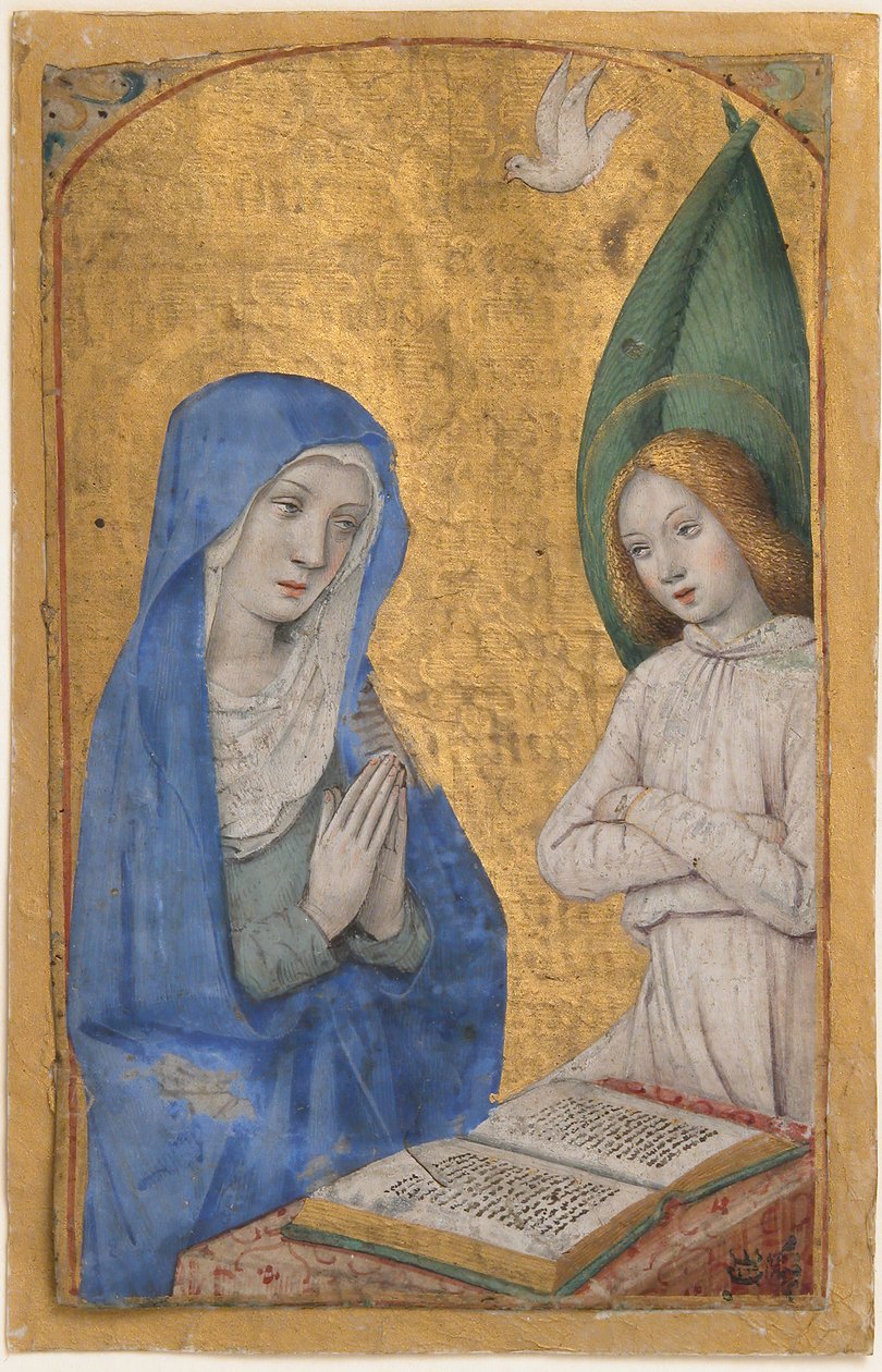 Saatler Kitabından Müjde ile El Yazması Yaprağı, Fransızca, yakl. 1485-90. by Jean Bourdichon