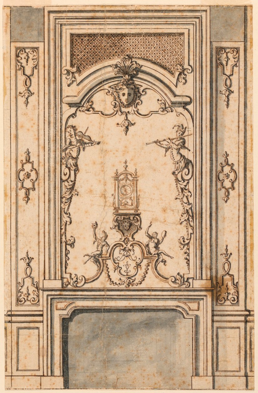 Bir şömine için tasarım by Jean Bérain, the Elder