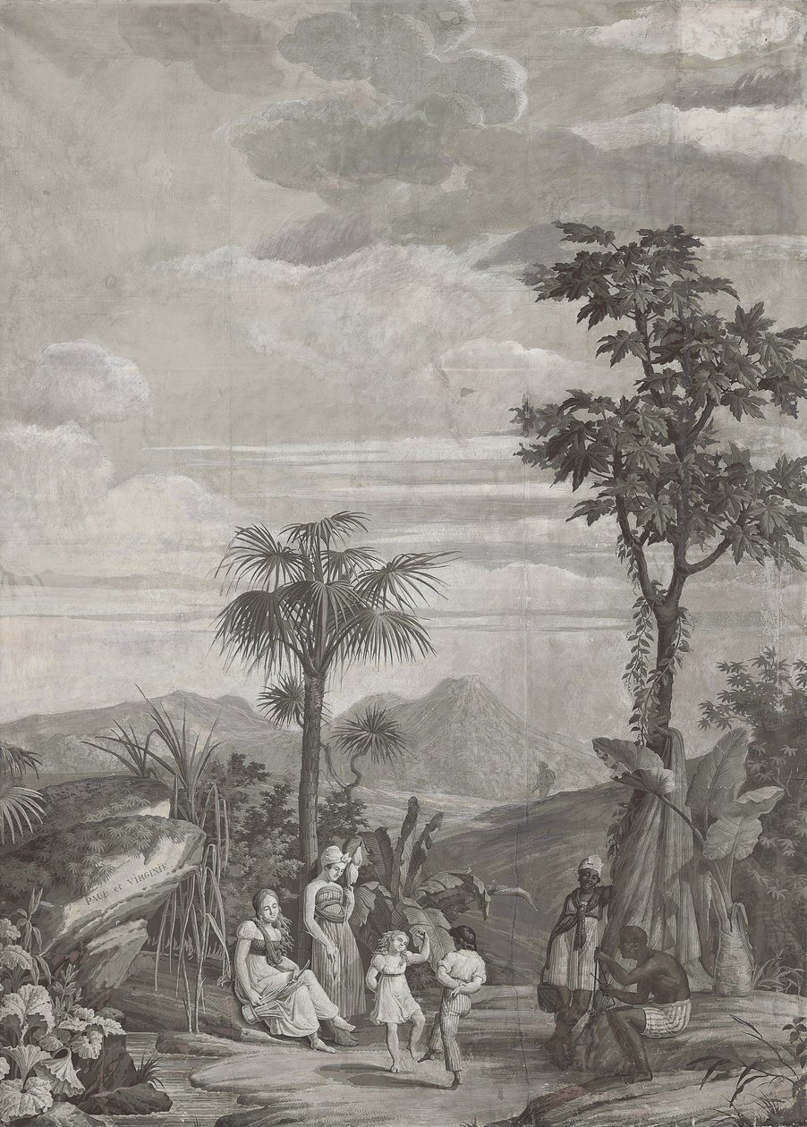 Çocukların Dansı, "Paul et Virginie" serisinden duvar kağıdı paneli, Dufour & Cie, 1823 dolayları by Jean Broc