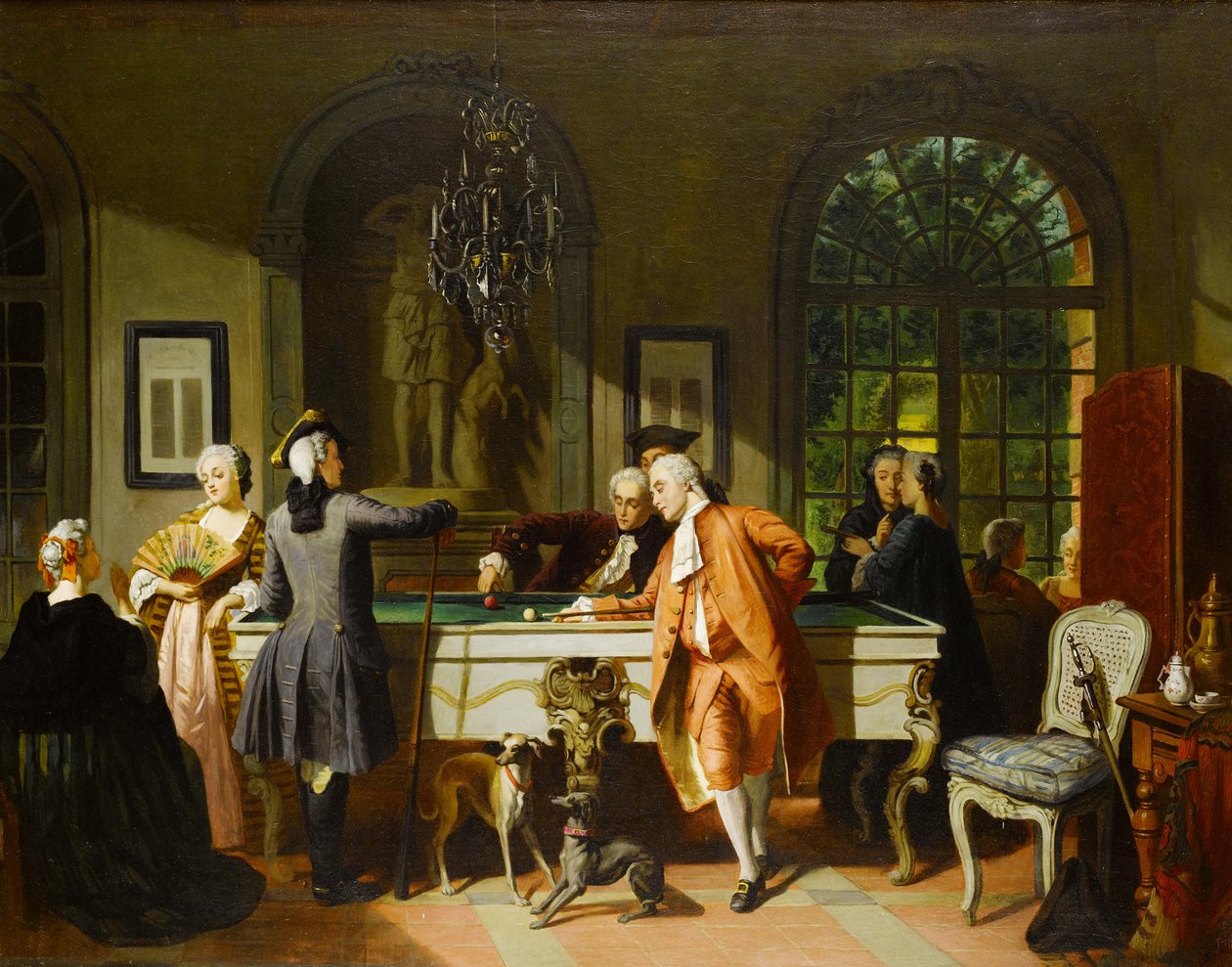 Bilardo oyunu, 19. yüzyılın ortalarında. by Jean Carolus