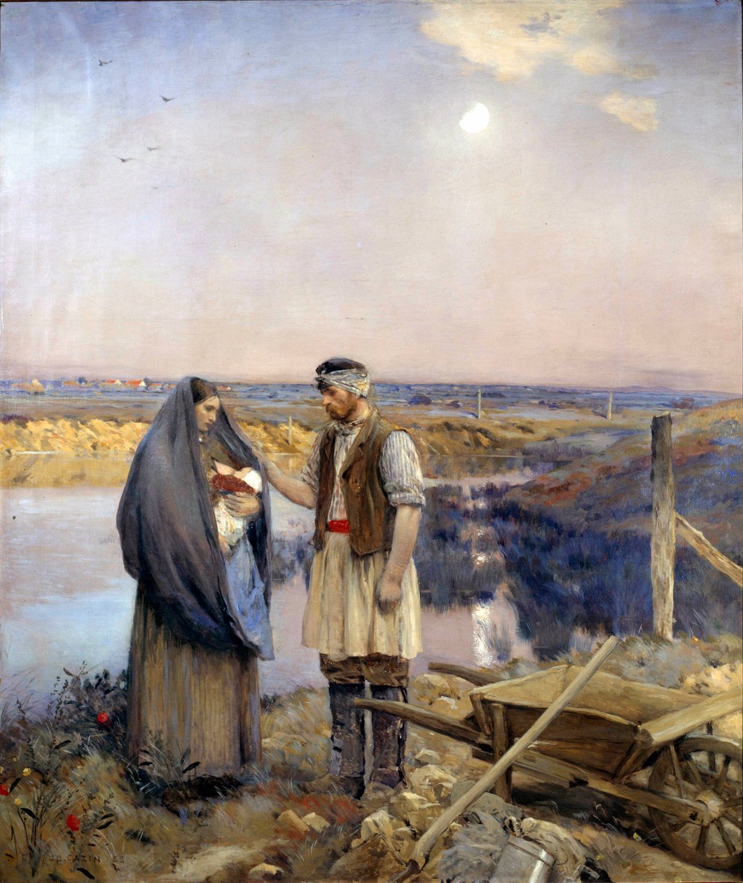 Gün köylü bir aile yaptı. Jean Charles Cazin (1841-1901) Sun tarafından tablo. 1,99x1,66 m 1888 Paris, Orsay Müzesi by Jean Charles Cazin