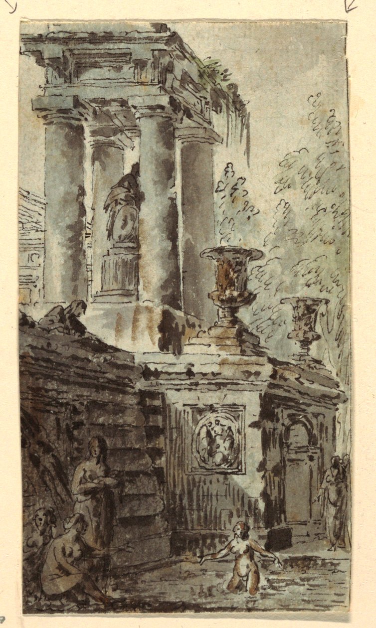 Figürlerin Yıkandığı Mimari Fantezi by Jean Charles Delafosse