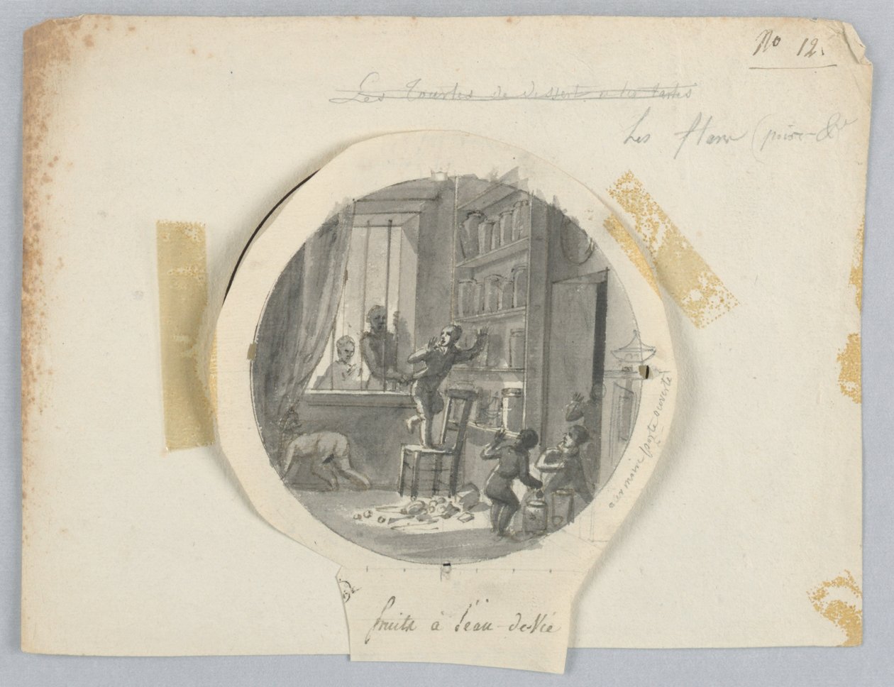Boyalı Porselen Tabak için Tasarım, Tatlılar Servisleri için Erik Likörlü Meyveler (Tatlı Servisi) by Jean Charles Develly