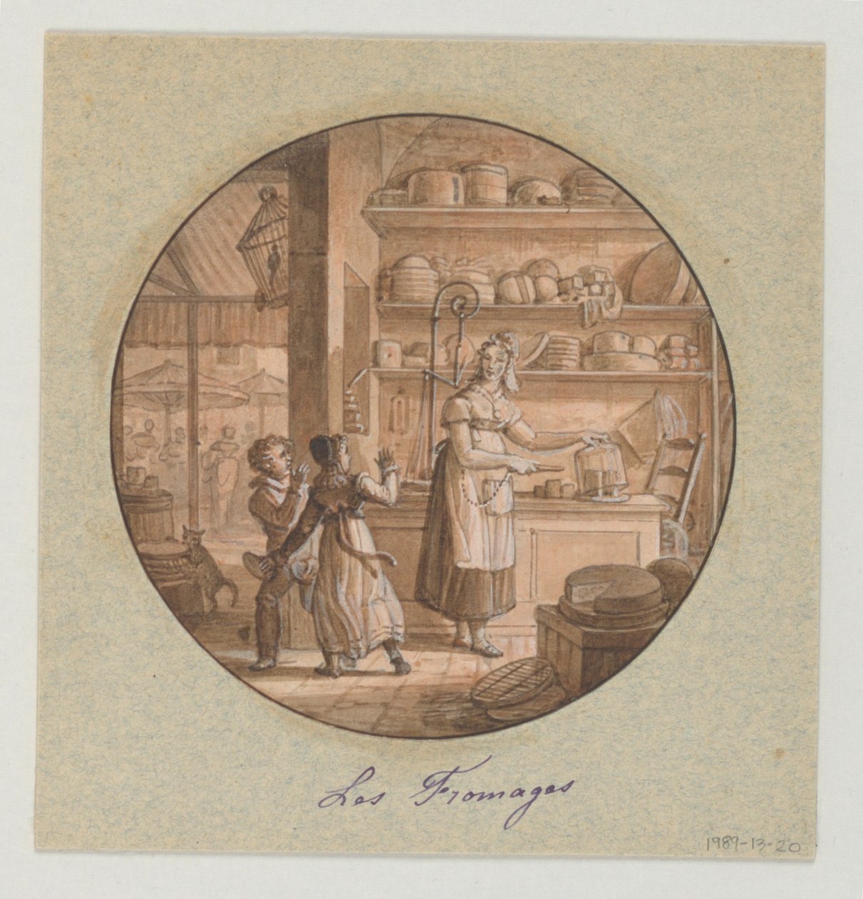 Service des Objets de Dessert (Tatlı Servisi) için Boyalı Porselen Tabak Tasarımı, Les Fromages (Peynirler) by Jean Charles Develly