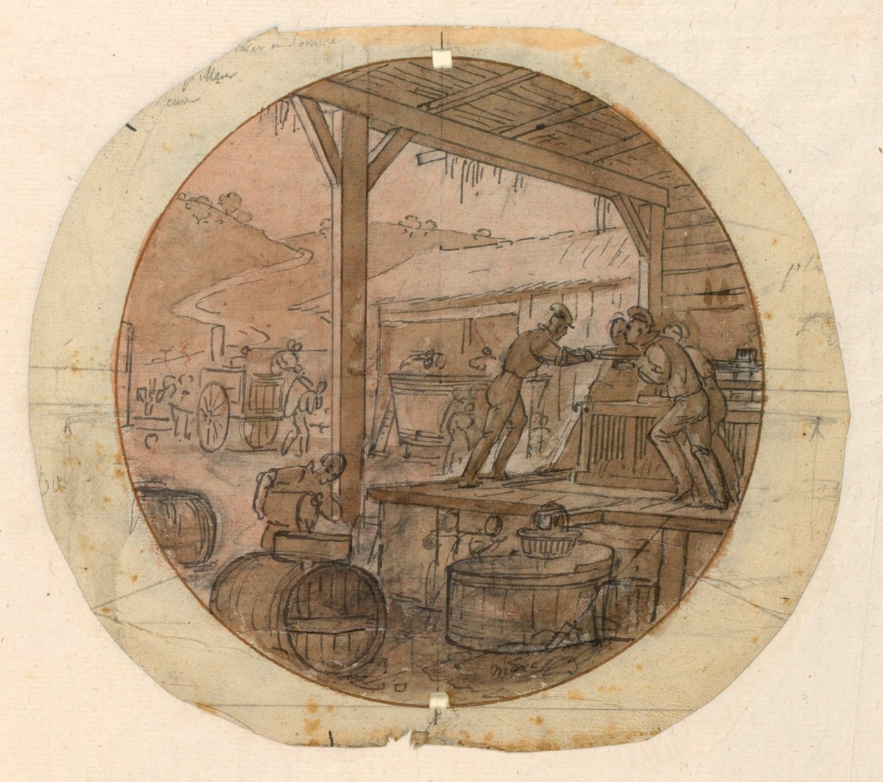 Boyalı Porselen Tabak Tasarımı, Mal Yükleme veya Boşaltma by Jean Charles Develly