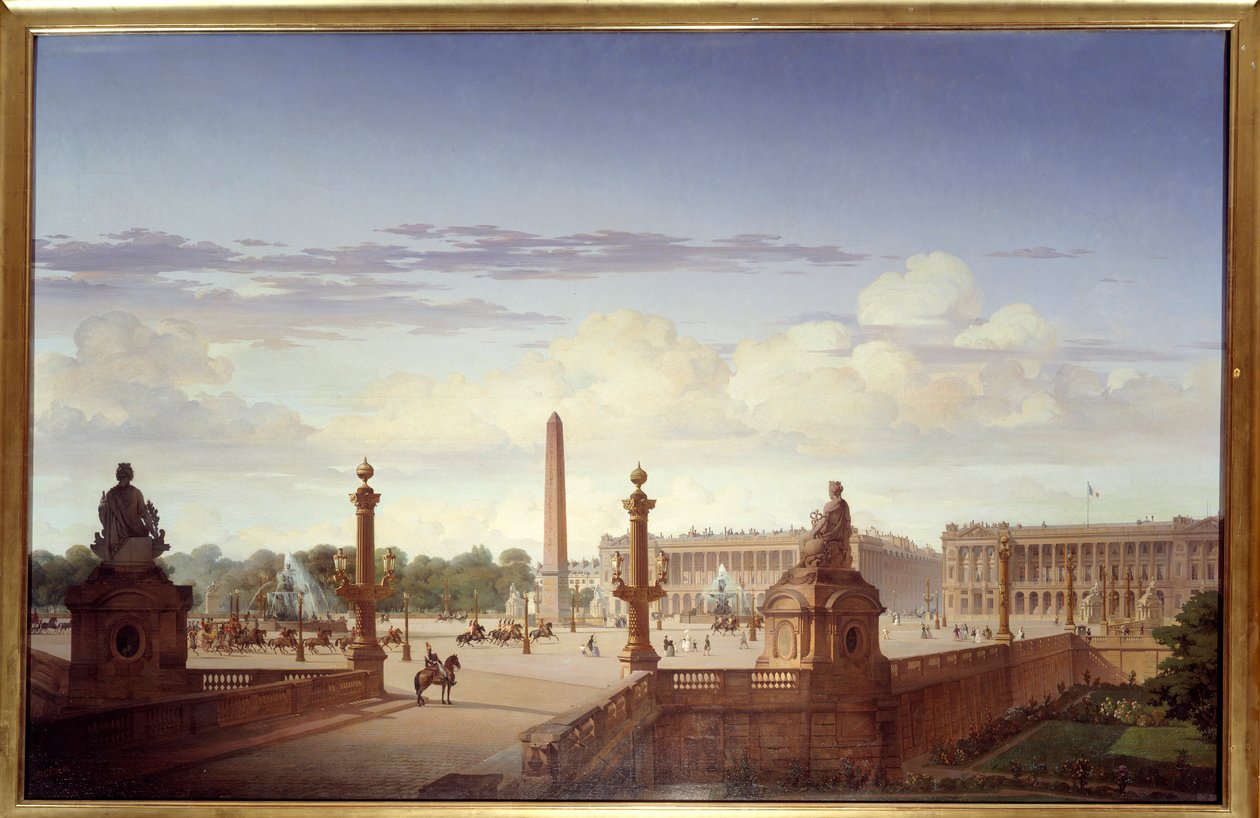 Sahildeki terastan görülen Place de la Concorde, Kral Louis-Philippe d