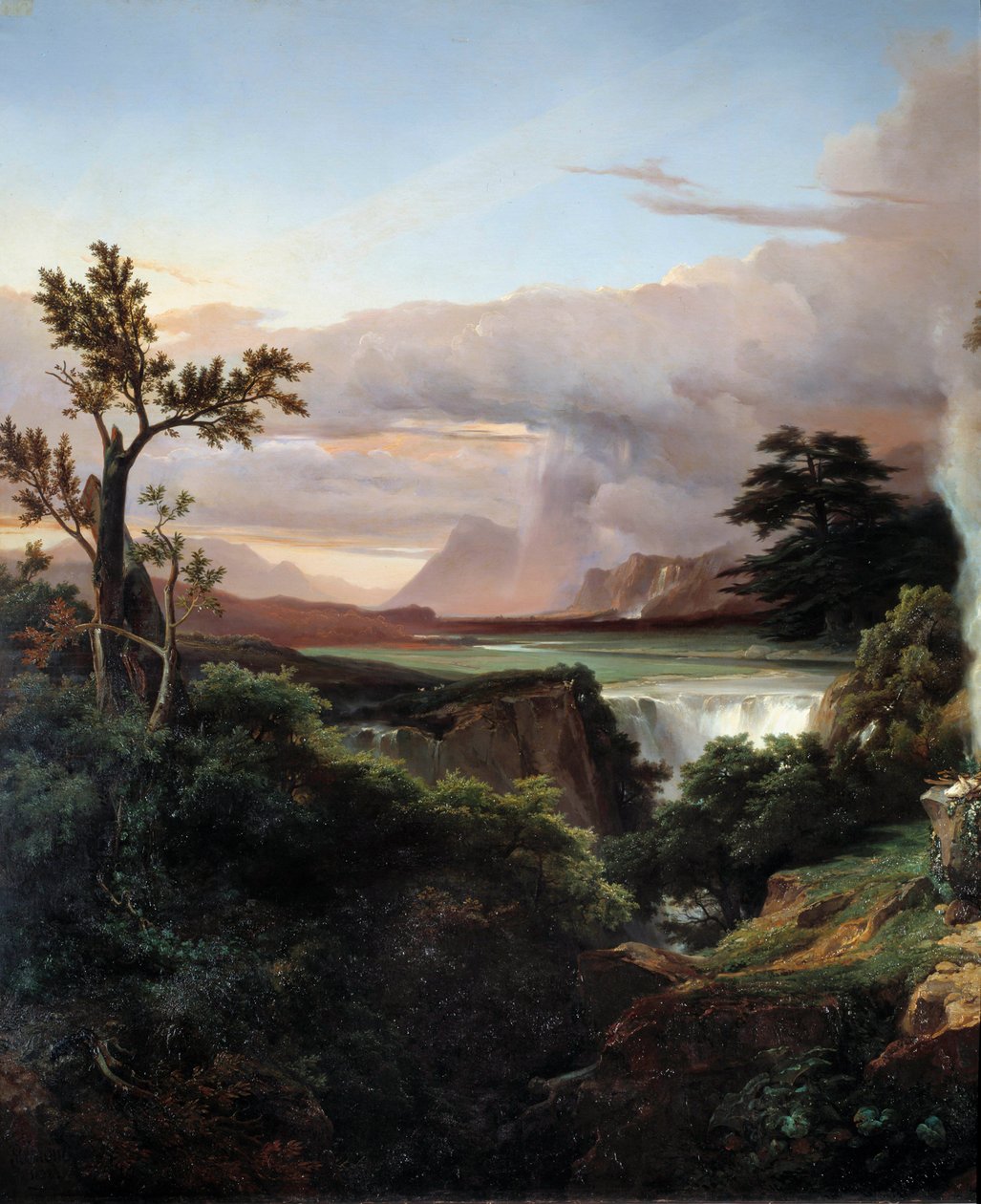 Şelale ile manzara. Jean Charles Remond