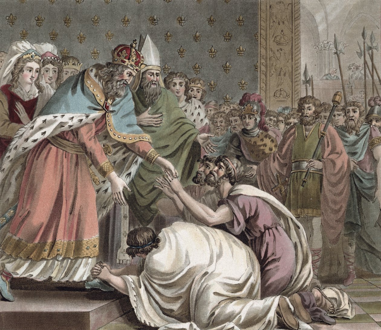 Charlemagne (742-814) Jean Baptiste Morret (fl. 1790-1820) tarafından oyulmuş Doğu İmparatorundan Büyükelçileri Kabul Ediyor, 1789 by Jean Claude Naigeon