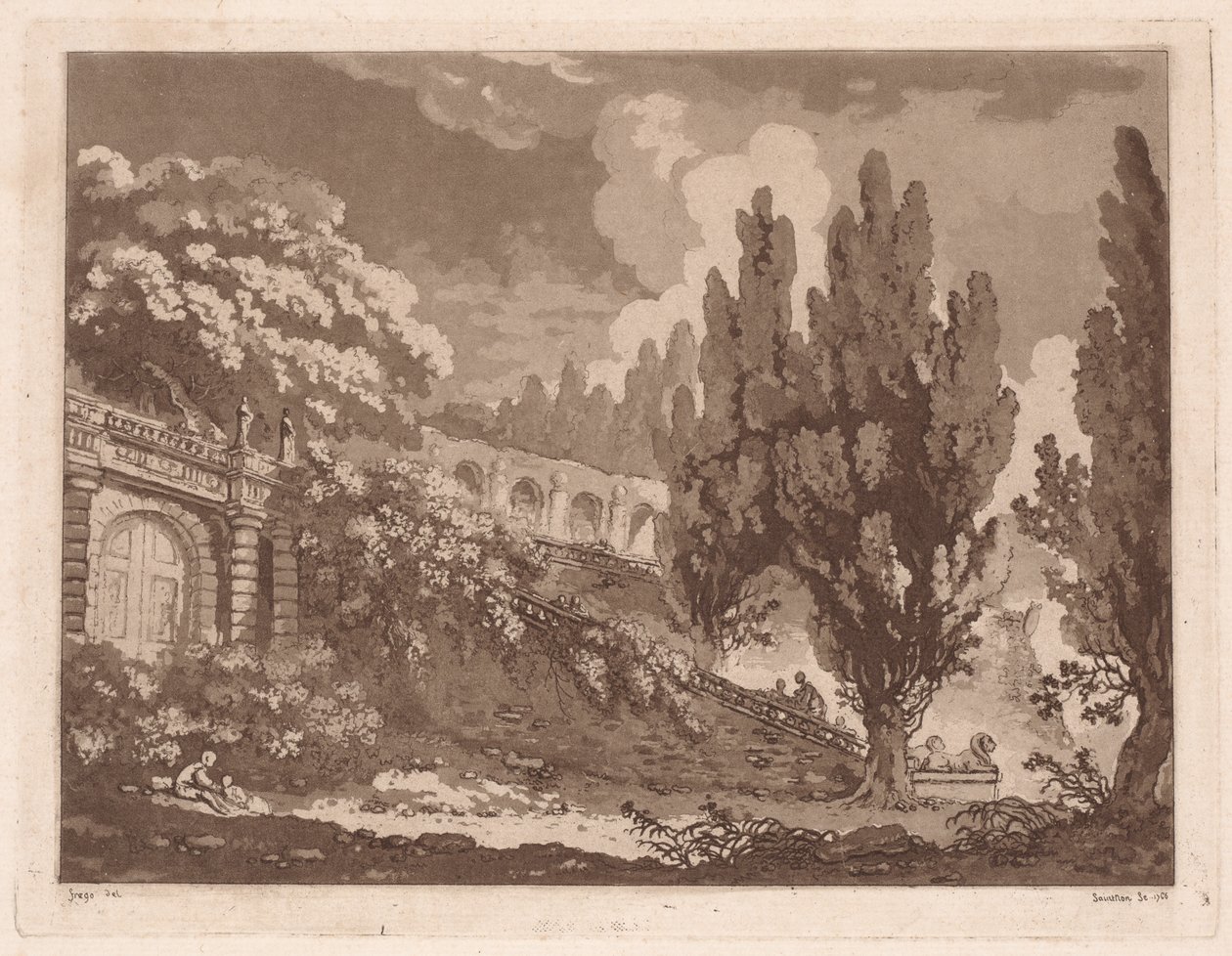 Bir İtalyan Bahçesinde Merdivenler by Jean Claude Richard Saint Non