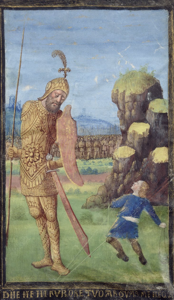 David ve Goliath, bir Saatler Kitabından, c.1470 by Jean Colombe