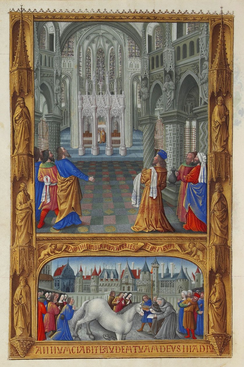 Les Très Riches Heures du Duc de Berry, Folio 129v - Kutsal Ayin by Jean Colombe