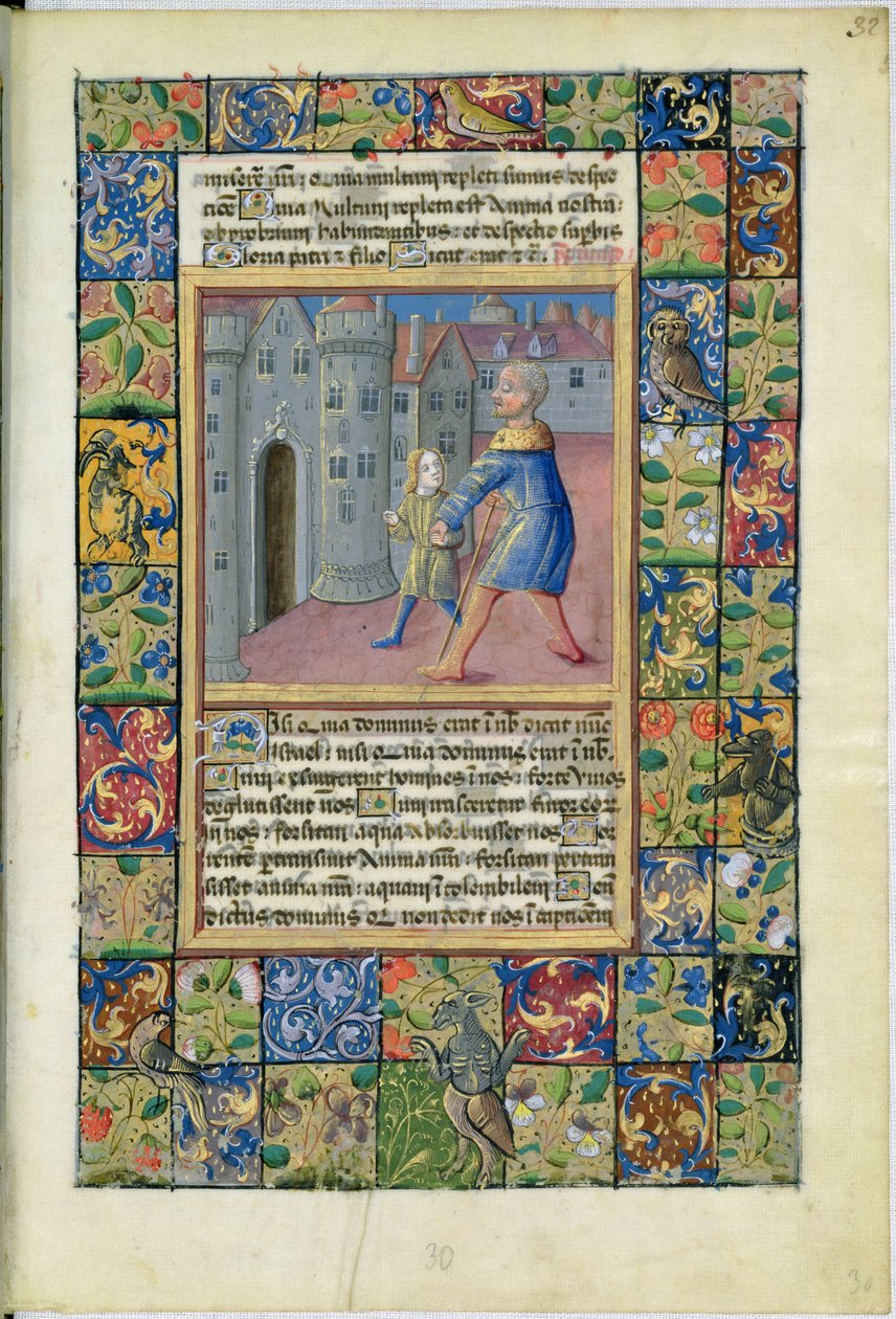 Bayan Lat. Q.v.I.126 The Healing of the Blind Man, Yuhanna 9:1-7, Louis dOrleans Saatleri, 1469 by Jean Colombe
