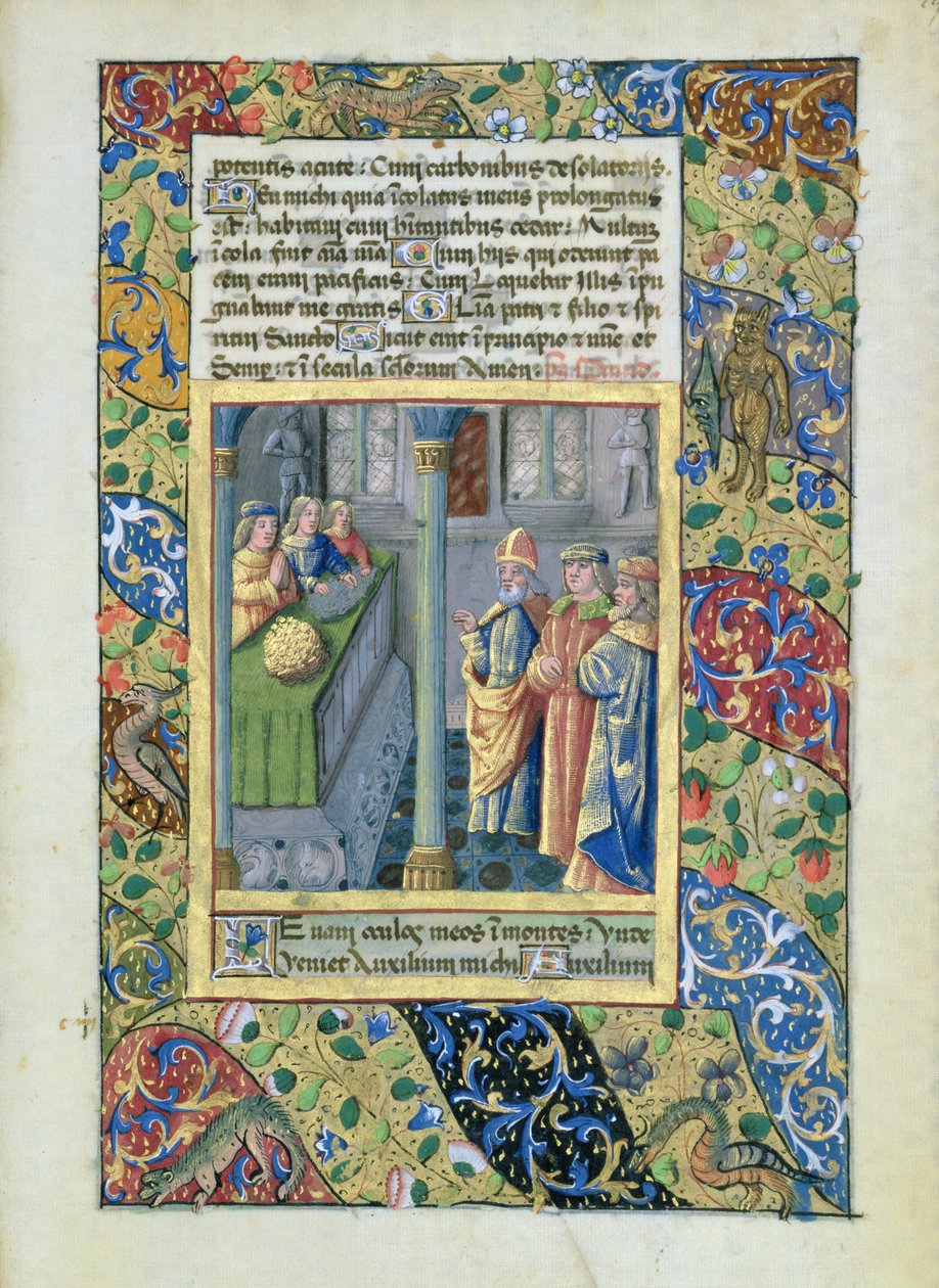 Bayan Lat. Q.v.I.126 Louis dOrleans Saatlerinden Altın Post Nişanı, 1469 by Jean Colombe