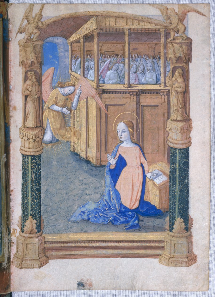 Bayan Lat. QvI126 fol.12v Duyuru, 'Louis d'Orleans'ın Saatleri Kitabı'ndan, 1490 by Jean Colombe