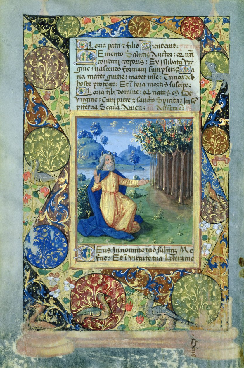 Bayan Lat. Q.v.I.126 fol.25v Musa, yanan çalının önünde, Louis dOrleans