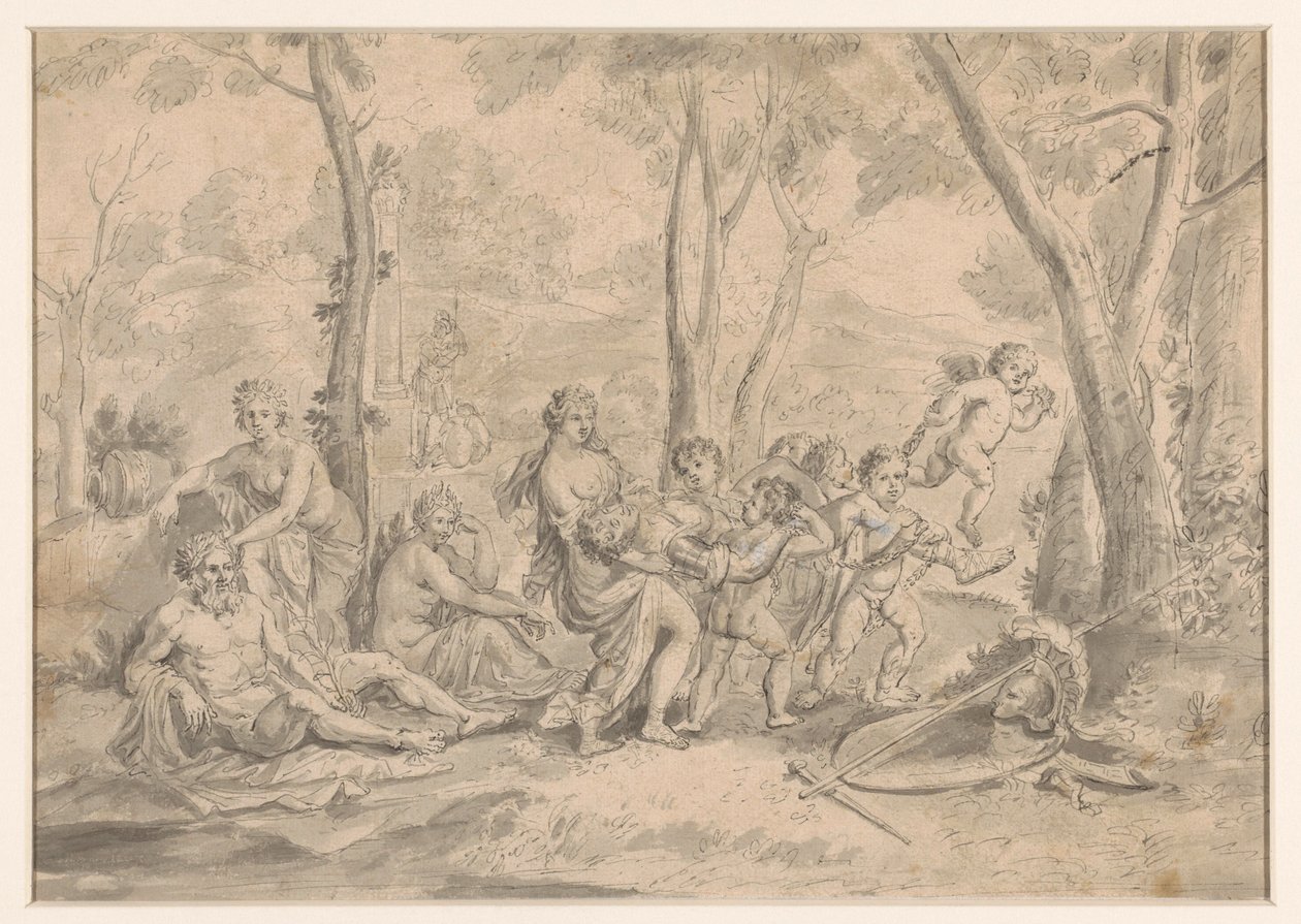 Ölü şövalye (Orlando?) kadın ve cinler tarafından taşınır by Jean Cotelle (II)
