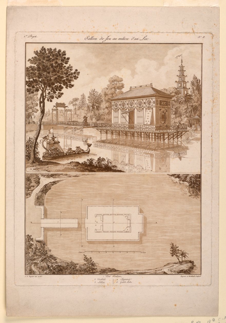 Bir Göldeki Çin Pavyonu için Tasarım by Jean Démosthène Dugourc