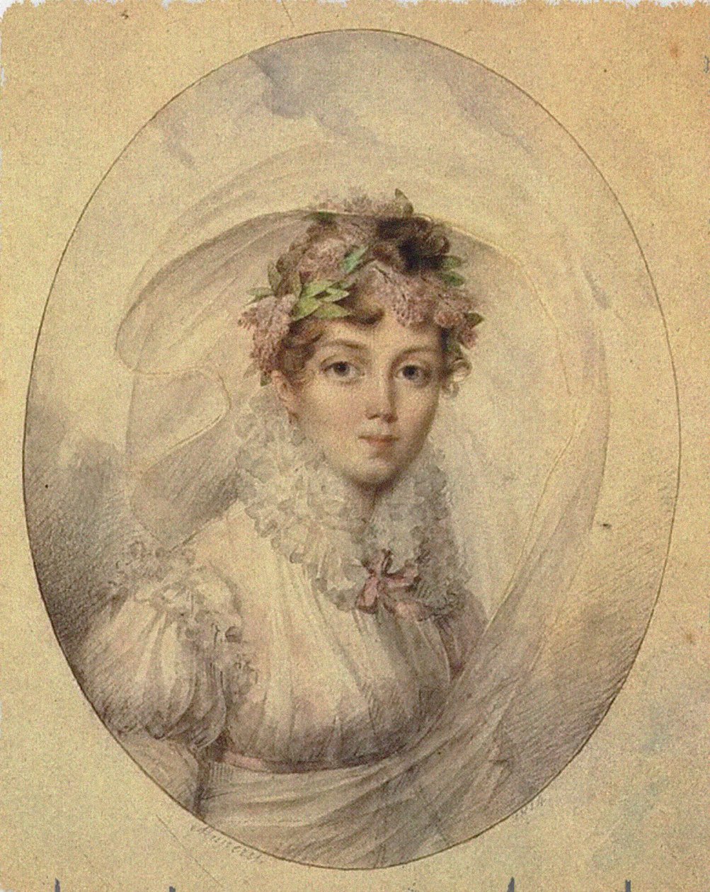 Prenses Zinaida Alexandrovna Volkonskaya'nın Portresi 1792-1862 by Jean Désiré Muneret