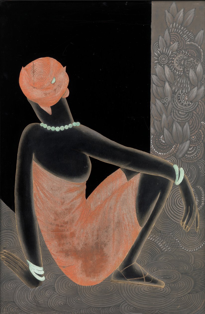Afrikalı Kadın, 1928-30 (cilalı ahşap, oksitlenmiş bakır) by Jean Dunand