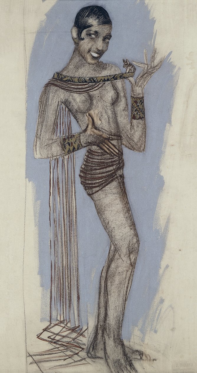 Josephine Baker - Önemli bir lake panel için maket, c.1927 (kağıt üzerine kurşun kalem) by Jean Dunand