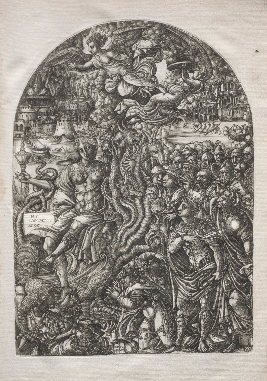 Kıyamet: Yedi Başlı Canavarın Üzerinde Oturan Harlot Babil, 1546-1556. by Jean Duvet