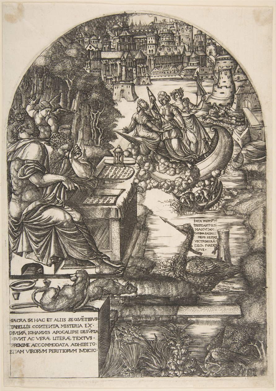 Bir masada oturan Aziz John Evangelist kılığında sanatçı Jean Duvet, yaklaşık. 1546-55. by Jean Duvet