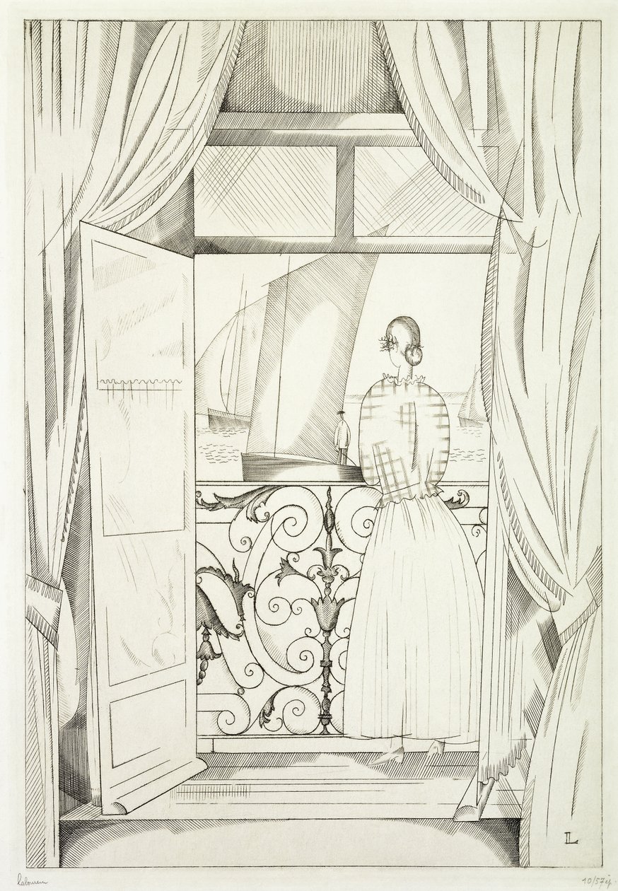 Denize Karşı Balkon; Le Balcon sur la Mer by Jean Emile Laboureur