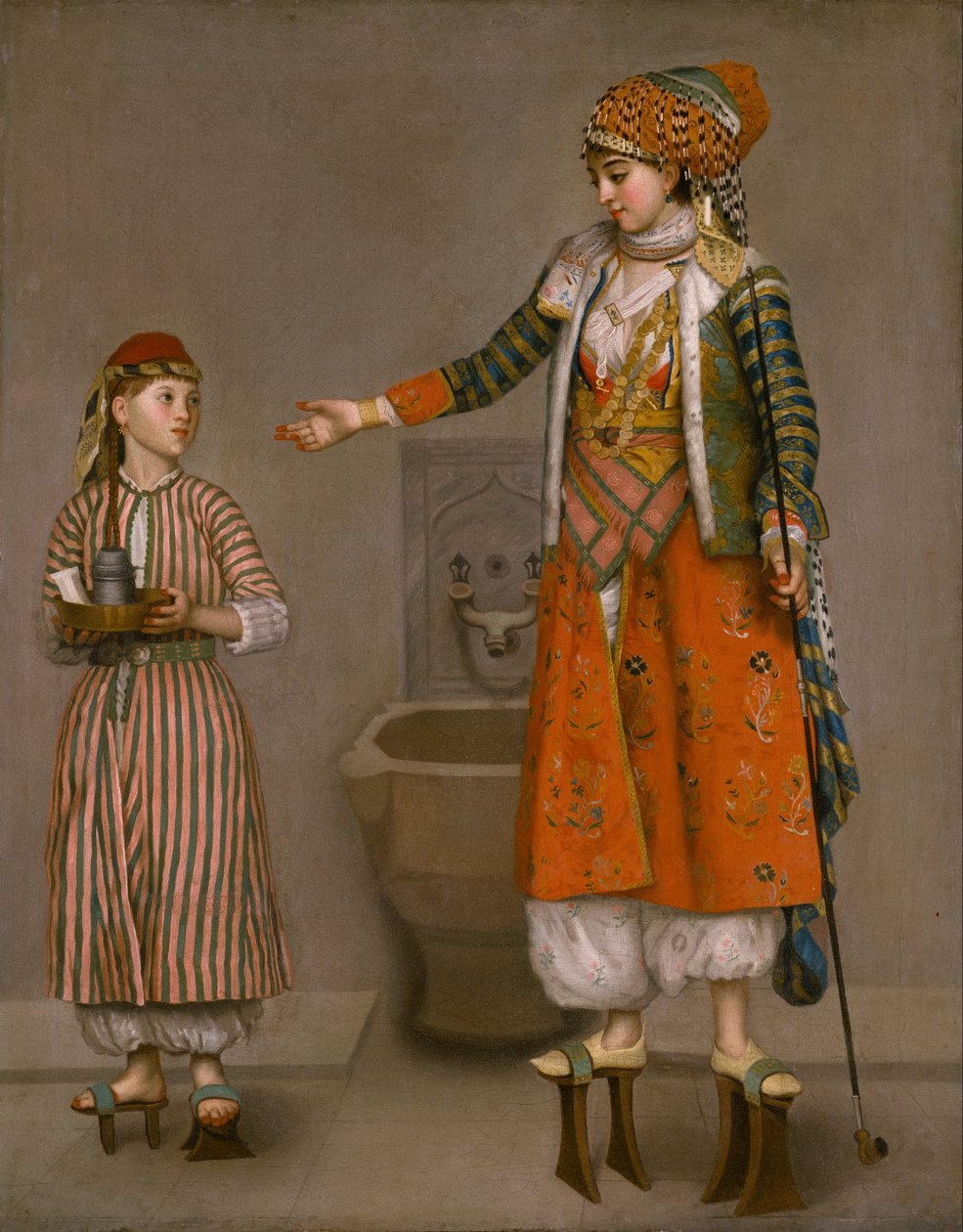 Türk Elbiseli Bir Hanımefendi ve Hizmetçisi by Jean Étienne Liotard