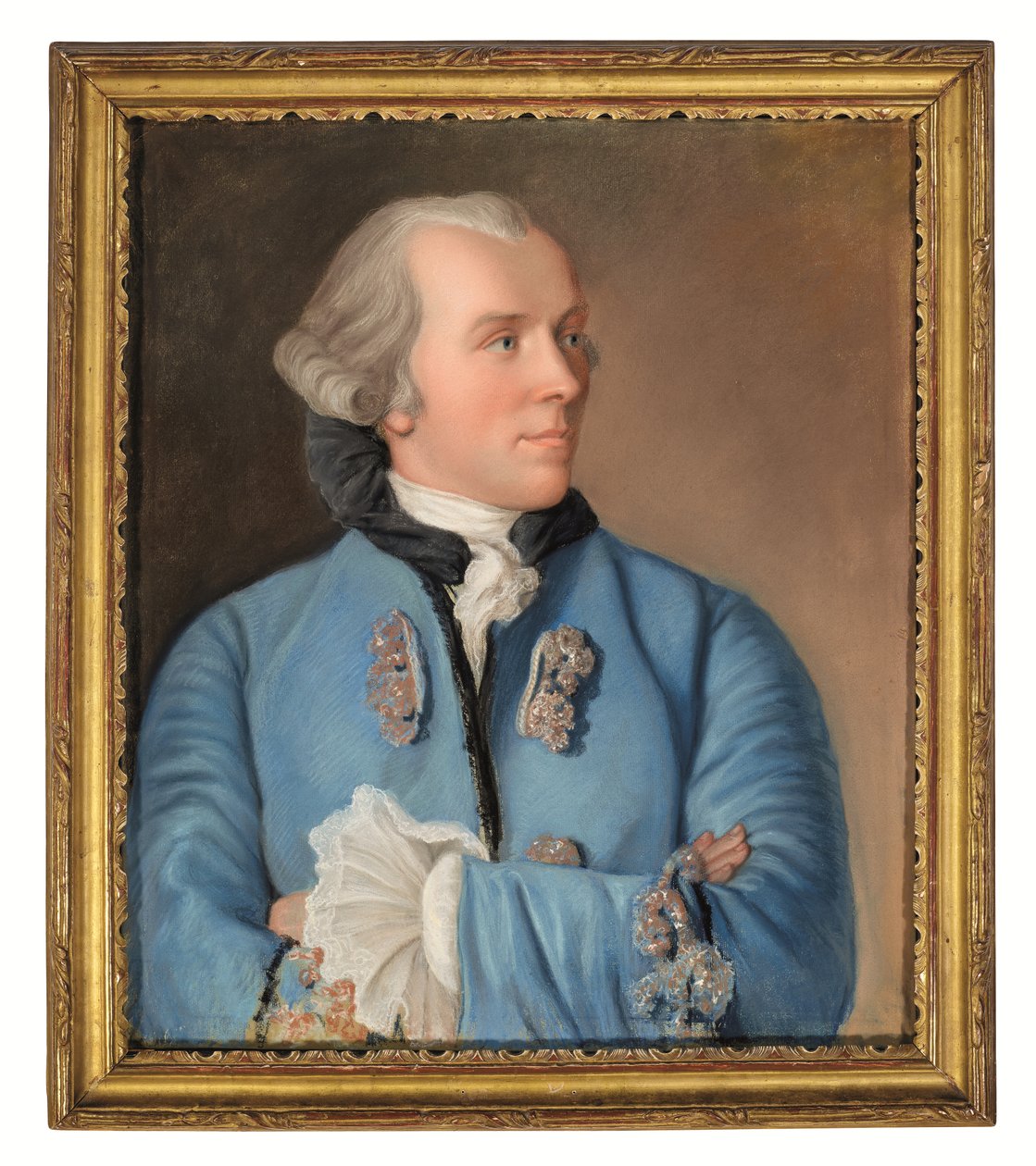 Philibert Cramer#39;in portresi (mavi kağıt üzerine pastel, tuval üzerine monte edilmiş) by Jean Étienne Liotard