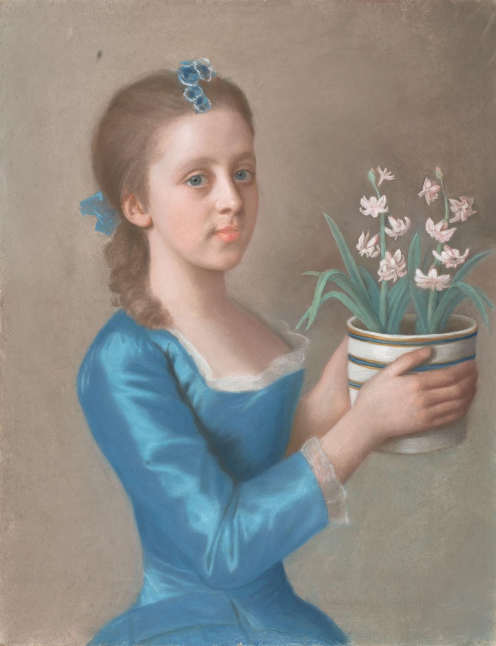 Bir saksıda sümbül tutan genç kız Sümbül saksılı kız (muhtemelen daha sonra Marlborough Düşesi olan Lady Caroline Russell