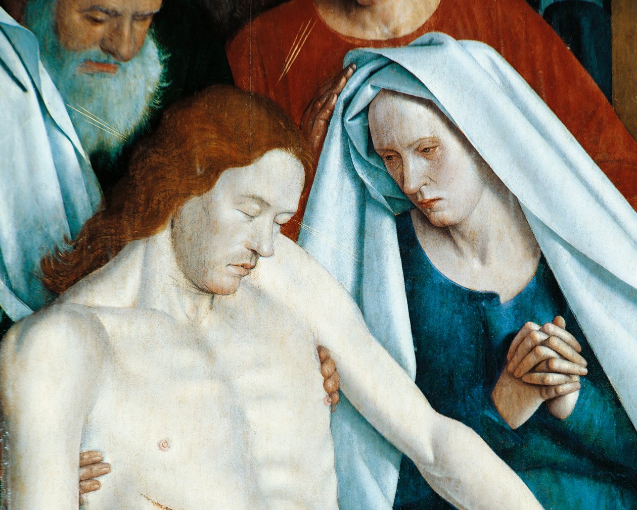 Fransa, Nouans-les-Fontaines, St Martin Kilisesi, Bakire ve İsa, Pieta'dan detay by Jean Fouquet