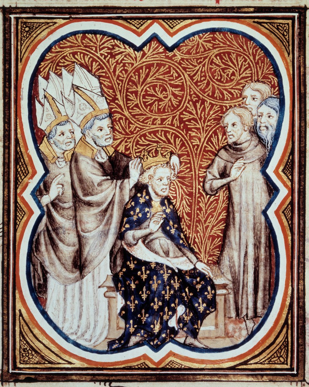Le corre du roi Louis VI dit le Gros (1081-1137) Jean Fouquet (1420-1481) tarafından “Les grandes Chronicles de France” dan alınan minyatür 15. yüzyıl Paris, B.N. by Jean Fouquet