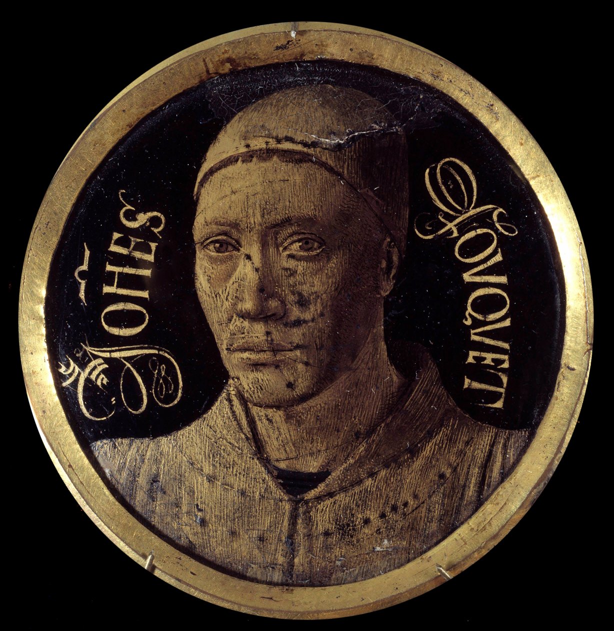 Jean Fouquet (1420-1477/1481) tarafından e-postayla gönderilen Notre-Dame de Melun Minyatür resminin diptikinden otoportre 15. yüzyıl Diam. 0,068 m by Jean Fouquet