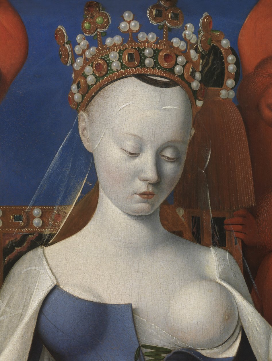 Cherubim ve seraphim ile çevrili Bakire ve Çocuk, detay by Jean Fouquet