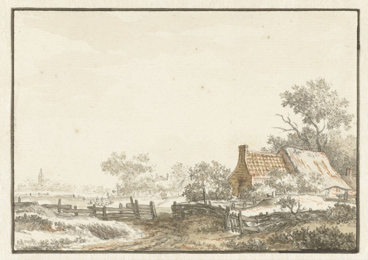 Çiftlik ile manzara by Jean François Delcourt