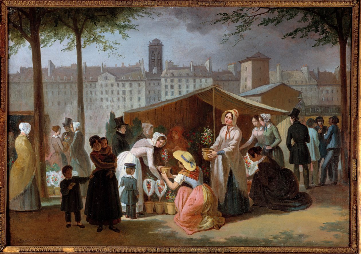 Çiçek yürüyüşü. Jean Francois Demay (1798 - 1850) tarafından yapılan boyama by Jean Francois Demay