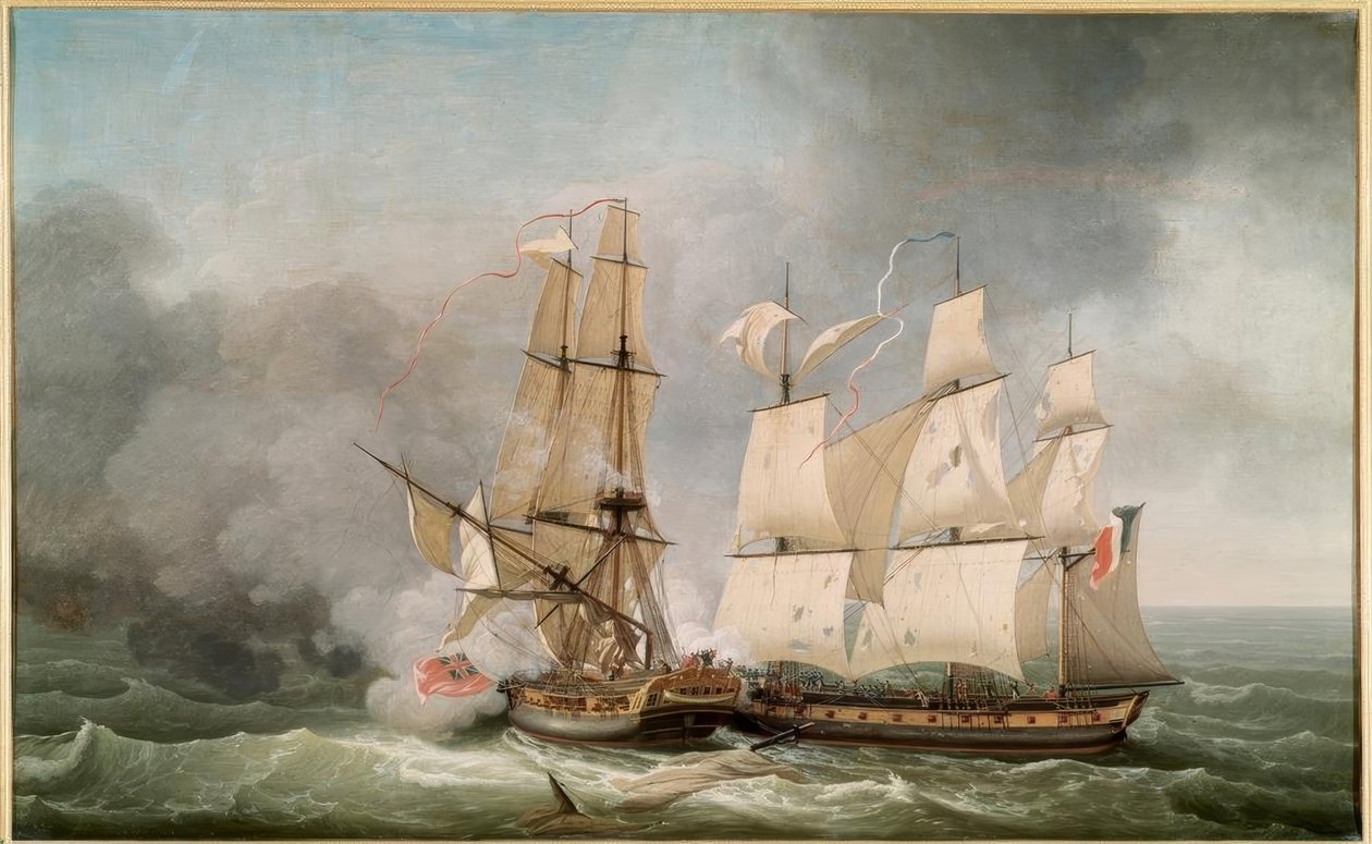 Fransız korvet La Bayonnaise arasındaki mücadele (..) by Jean Francois Hue