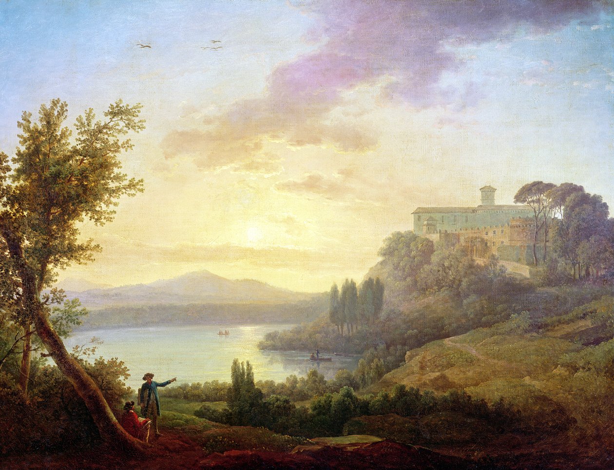 İtalyan Manzarası, Batan Güneş by Jean Francois Hue