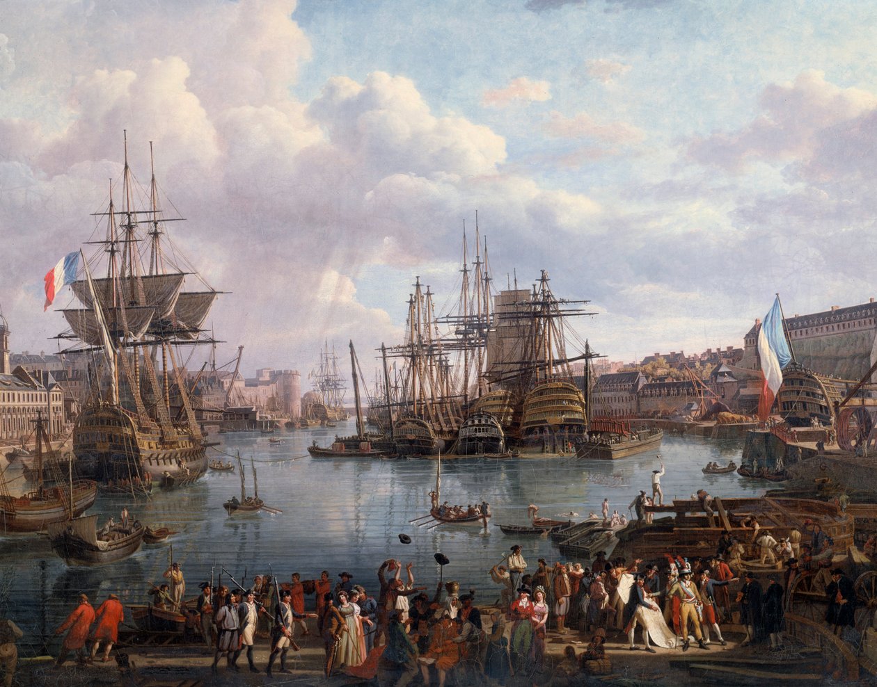 18. yüzyıl detayında Brest limanının görünümü. Jean-Francois Hue (1751-1823) tarafından 18. yüzyıl tablosu by Jean Francois Hue